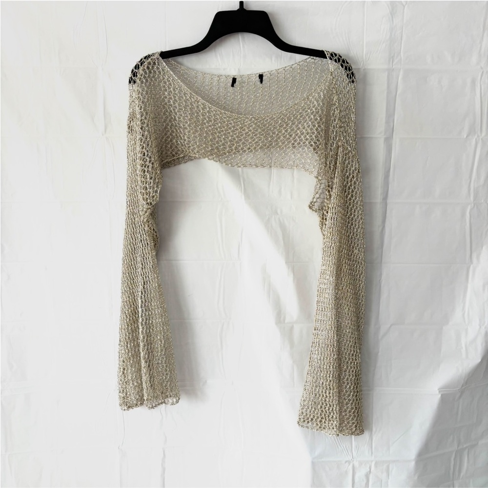Meshki Silver Hilton Diamanté Mesh Crop Top SZ S Worn Once - Picture 1 of 12